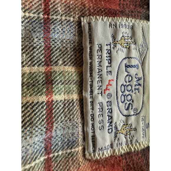 Mr Leggs Shirt Mens Small Plaid Flannel Pearl Snap USA 70s 80s Western VTG - Picture 4 of 11